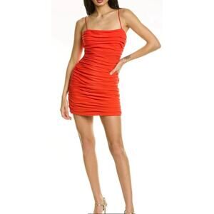 CINQ À SEPT Vance Ruched Sleeveless Mini Dress Chili Pepper Size 8 Party